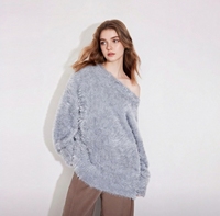 Pull ultra-doux et moelleux à épaules dénudées |   Pull en tricot surdimensionné confortable pour femmes - Parfait pour les superpositions automne-hiver