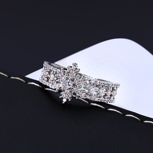 Wholesale GRA VVS Moissanite Snowflake Motif <b>Ring</b> 925 Silver Gold Vermeil V-Prong Set Hip Hop <b>Iced</b> Out Custom B2B Fine Jewelry - Product Image 3