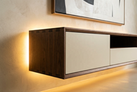 Meuble TV Flottant de Luxe - Finition Bois Noyer avec LED Intégrée et Style Minimaliste Modulaire