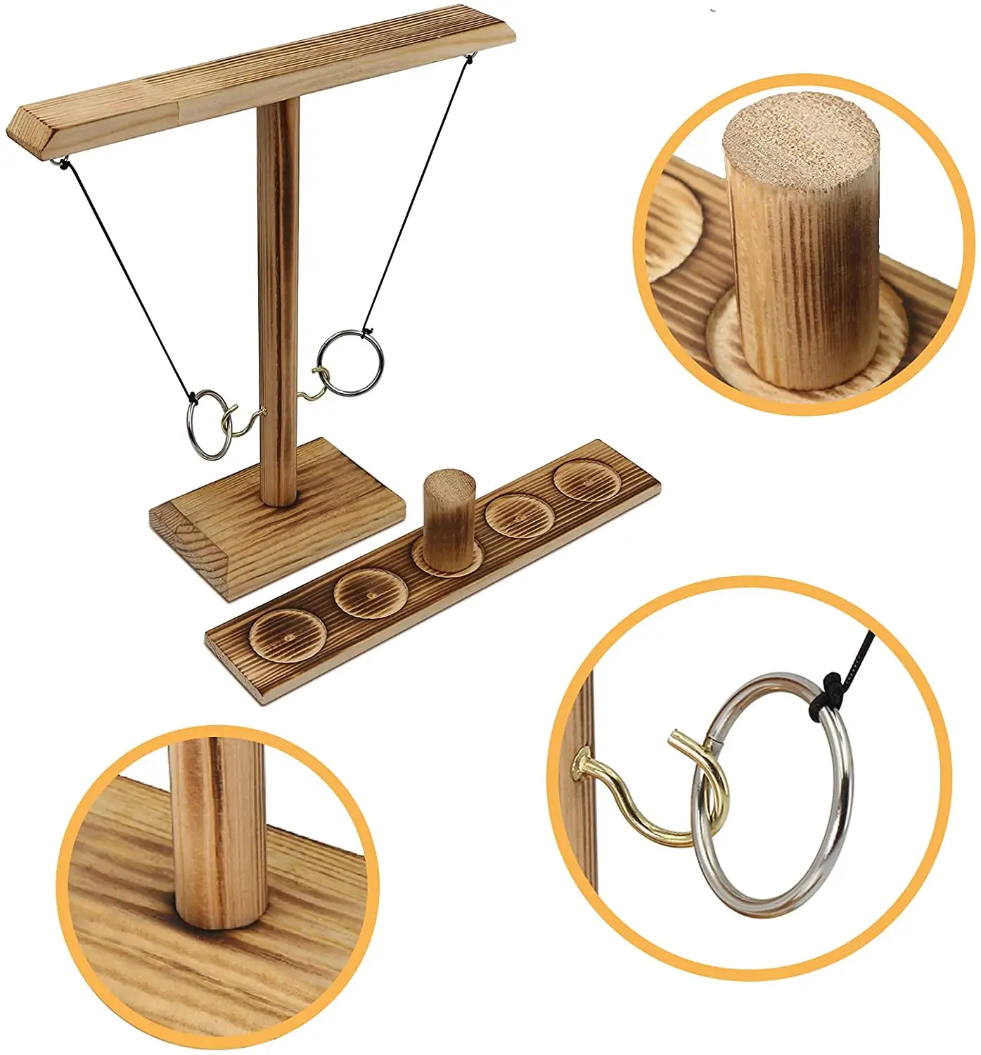 Ring Toss Games for Adults and Family Fast-Paced Interactive Toss Games with Shot Ladder Bundle Handmade Wooden Loop Hooks Game