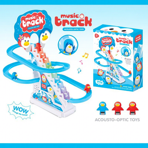 Juguete de Pista de Escalada para Patos de Plástico a Pilas BaoHan, Set de Carreras de Dinosaurios y Pingüinos con Luces y Música - Product Image 1