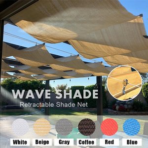 Red de sombrilla telescópica HDPE con accesorios de instalación Toldos Gazebo Sistema de polea deslizante <span class=keywords><strong>Terraza</strong></span> Wave Sun Shade Sail - Product Image 5