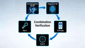 Cerradura Inteligente V30 con <span class=keywords><strong>APP</strong></span> Tuya, Reconocimiento Facial 3D, Entrada sin Llave con Huella Dactilar, Contraseña, Tarjeta, Acabado IML - Product Image 3