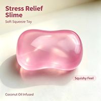 Jouet sensoriel anti-stress en forme de macaron transparent, rempli de vaseline et d'huile de coco, à remontée lente, doux au toucher