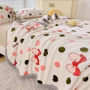Venta al por mayor 100% de poliéster personalizado impreso tela de franela mantas de cama de invierno con patrón sólido de punto técnica - Product Image 1