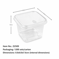Contenant carré en PET transparent de qualité supérieure pour mousse au chocolat, emballage alimentaire jetable avec couvercle, personnalisable en Guangdong pour desserts et collations