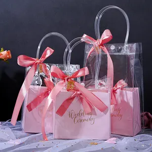 New Design Christmas Gift Plastic Packaging Clear Pp Pvc Transparent Shopping Tote Bags