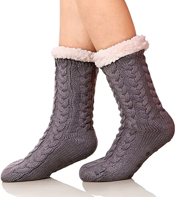 2022 Bestseller Super Soft Warm Cosy Fuzzy Fleece gefütterte Winter rutsch feste Socken mit Griffen Slipper Socken für Weihnachts geschenk