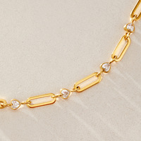Bracelet en acier inoxydable plaqué or 18 carats PVD, cœur en zircon blanc, chaîne à fermoir, réglable, hypoallergénique, bijoux pour femmes