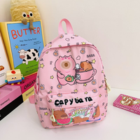 Sac à dos étudiant personnalisé tendance avec motif capybara imprimé, léger, bretelles réglables, respirant et décompression