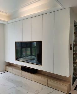 Mueble de TV para Sala de Estar Personalizado de Fábrica, Mueble de TV de Pared, Estilo Nórdico Moderno y Simple, Empotrado - Product Image 1