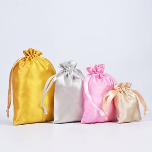 Sac à cordon en satin de soie personnalisé, pochette en satin personnalisée avec logo pour bijoux, cadeau de mariage, autres emballages textiles - Product Image 6