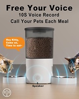 Dispensador de Comida para Gatos con Temporizador Doble, 4.2L, Tazón Anti-Fatiga, Respaldo DC, Comida Equilibrada, Alimentador Automático para 2 Gatos