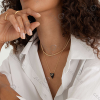 Gemnel mode 925 bijoux en argent 14k or coeur émail pendentif collier