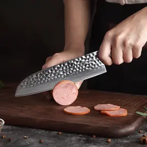 XINZUO Classic 7 pouces professionnel japonais VG10 forgé damas acier cuisine Santoku Chef couteau