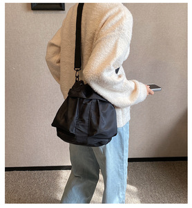 Portable Utility Thick Soft Reusable Girls <strong>Crossbody</strong> <strong>Bag</strong> Retro Drawstring Ripstop <strong>Nylon</strong> Shoulder <strong>Bags</strong> <strong>Nylon</strong> Bucket <strong>Bag</strong> - Product Image 6