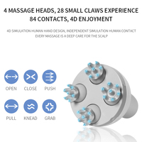 Masseur facial électrique sans fil EMS, nœuds de massage pétrissants, masseur de tête portable, nettoyage en profondeur