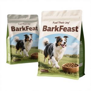 Sachet Doypack personnalisé à fond carré avec fermeture éclair pour aliments pour animaux de compagnie, emballage refermable pour croquettes chiens et chats, en film PET de qualité alimentaire - Product Image 1