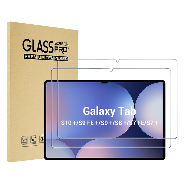 HD Clear Tempered Glass Screen Protector 9H Hardness Ultra-Thin for for Tab S10 Plus 2024/Tab S9 FE Plus/S9 Plus/S8