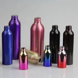 Small MOQ Luxury Oem Wholesale Matte Black Aluminum Bottle For Essential Oil Packaging With Screw Caps