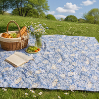Tissu imprimé lapin bleu clair 100% coton, imprimé floral lapin blanc, écologique pour couverture d'emmaillotage bébé, gigoteuse, matelassage