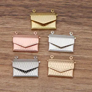 Personalized Can Open Locket Envelope Necklace Pendants Brass Charms Envelope Photo Locket Pendant for DIY Jewelry Access