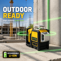 Niveau laser rotatif industriel DW089LG à 360 degrés, 12 lignes vertes, avec batterie au lithium, pour usage extérieur