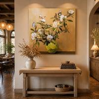Art mural personnalisé sur toile, nature morte moderne, peinture à l'huile peinte à la main, prêt à accrocher pour la décoration intérieure d'hôtel, de galerie ou de café