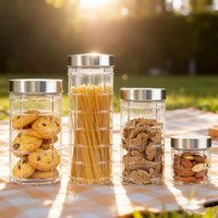 Ensemble de bocaux de conservation en verre hermétiques avec couvercle en acier inoxydable de qualité alimentaire pour pâtes, biscuits, organisation de la cuisine