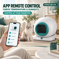 Bac à litière pour chat contrôlé par application X26 pour chats de 1 à 8 kg avec affichage de la température et de l'humidité, capteurs de gravité et design compact pour intérieur
