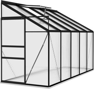 Grande <span class=keywords><strong>serre</strong></span> d'extérieur à toit incliné en polycarbonate et <span class=keywords><strong>aluminium</strong></span> avec installation rapide et facile et porte à charnières - Product Image 2