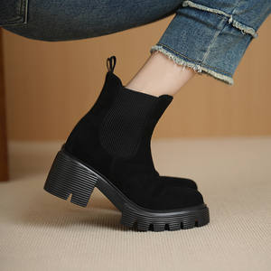 Cialisa Vintage <span class=keywords><strong>Chelsea</strong></span> bottes pour dame 2025 automne hiver marron enfant <span class=keywords><strong>daim</strong></span> chaussures quotidien talons hauts femmes bottes courtes tailles 34-40 - Product Image 2