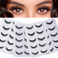 Faux cils en vison naturels, longs, volumineux, en grappe, pour maquillage de scène, 5 paires, faits à la main, réutilisables