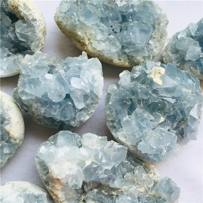 Grappe de Celestite bleue naturelle, spécimen minéral, cristal géode, vente en gros, g