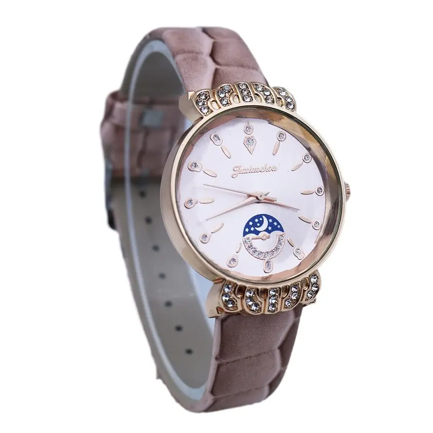 D-03024 High-end watch lady personality simple quartz watch cross-border new belt Moon scale goddess watch