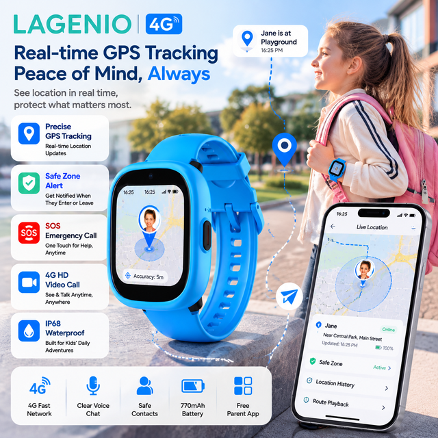 LAGENIO Wholesale K3 IP68 Kids Smart Watch GPS LBS WIFI A-GPS Tracker 4G Sim Card Android SOS Class Mode Smart Watch for Kids