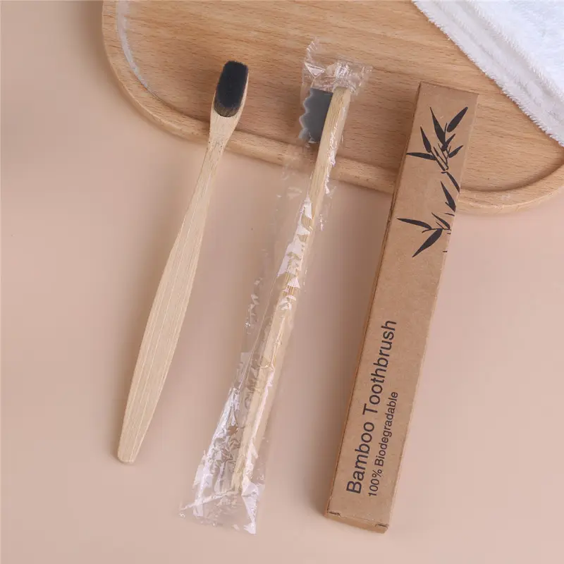 Disposable Hotel Custom Logo Natural Bamboo Toothbrush Organic Eco-Friendly Biodegradable Tooth Brush for Adults and Children