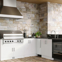 Meubles de cuisine modulaires de luxe en acier inoxydable pour appartement moderne, style Shaker, pour extérieur, vente en gros pour usines de cuisine