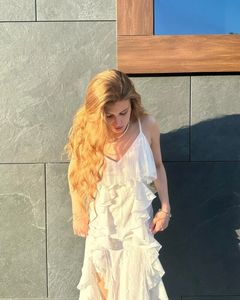 Senza maniche in pizzo <span class=keywords><strong>con</strong></span> giuntura per le vacanze estive abiti da donna <span class=keywords><strong>con</strong></span> <span class=keywords><strong>spacco</strong></span> Sexy abito lungo alla moda <span class=keywords><strong>con</strong></span> bretelle arruffate - Product Image 4