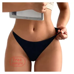 Sexy ceinture mince femmes string chaud tiktok logo personnalisé bas quantité minimale de commande échantillon gratuit taille basse respirant skinny bikini string t-sous-vêtements slips