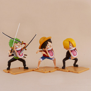 Juego de 3 Figuras de <span class=keywords><strong>Manga</strong></span>, Estatuas de Luffy, Zoro y Sanji de One Piece, Versión Q, Divertidas Figuras de Anime de PVC, Muñecos de Juguete - Product Image 4