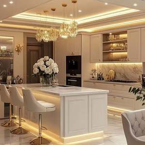 Hotel Villa Project Custom Luxury Modern Eco-Friendly Multi-Functional Kitchen <b>Cabinet</b> Dining Island Platform Smart Kitchen Set - Product Image 1