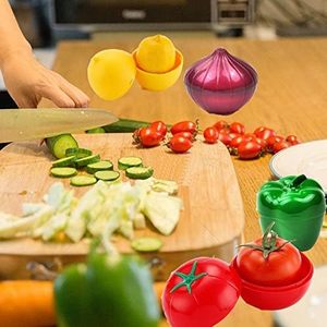 Conteneurs de conservation alimentaire en forme de fruits et légumes, support pour réfrigérateur, bac à légumes, oignon, tomate, citron, poivron vert - Product Image 6