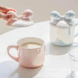 SYL Creative <span class=keywords><strong>Cute</strong></span> Keramik Bowknot Becher Ins Mädchen Herz Nettes Mädchen Büro Nachmittags becher Paar Geschenk becher - Product Image 5