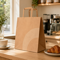 Bolsa de Papel Kraft para Alimentos, Resistente, con Asa Plegable Externa, Versátil, Clásica, para Eventos de Picnic al Aire Libre y Servicio de Catering