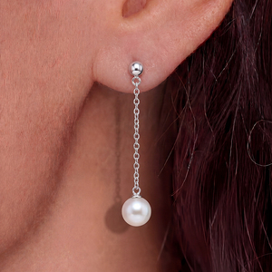 Pendientes de Perlas de Concha, Plata de Ley S925, Redondos, Blancos, Joyería para Mujer, Hipoalergénicos, Venta al por Mayor, Suministro a Granel - Product Image 2