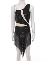 Compétition paillettes dames frangées Sexy Dancewear scène danse Performance porter Costume body pour femmes robes de danse latine