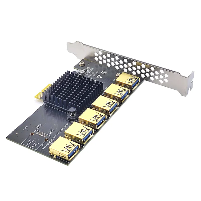 PCI Express Multiplier PCIE Riser 1 to 6 PCI-E USB 3.0 Hub 1x 16x Riser for Video Card Adapter