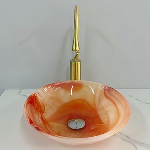 Lavabo rond moderne en verre avec design en <span class=keywords><strong>onyx</strong></span> de <span class=keywords><strong>pierre</strong></span> naturelle de luxe, facile à nettoyer, pour salle de bain d'hôtel - Product Image 3
