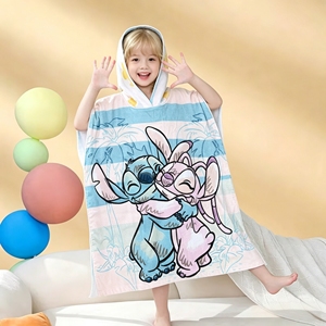 <span class=keywords><strong>Toalla</strong></span> Poncho con Capucha de Lilo y <span class=keywords><strong>Stitch</strong></span>, 100% Algodón, Reutilizable, Ecológica, Absorbente, <span class=keywords><strong>Toalla</strong></span> de Playa para Niños, <span class=keywords><strong>Toalla</strong></span> de Baño con Dibujos Animados - Product Image 2